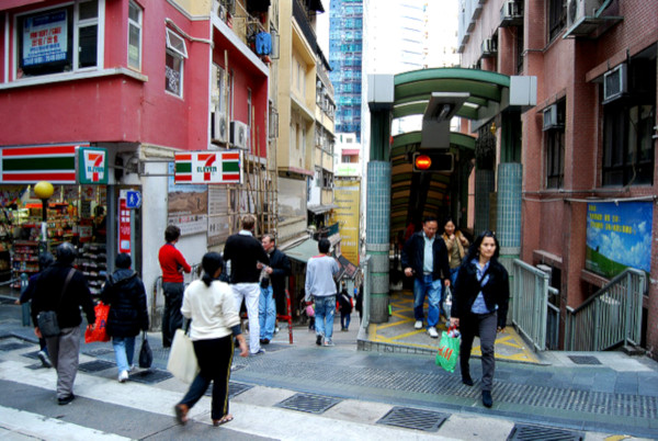 Fotos de Hong Kong. escalera mecanica de Central a Mid-Levels