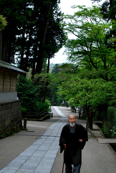 Fotos de Kamakura en Japon, monje en el Engaku-ji