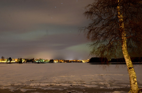 Fotos de Laponia Finlandesa, aurora boreal en el lago