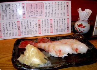 Sashimi de gamba en Osaka