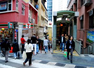 Escalera mecánica de Mid-Levels en Hong Kong