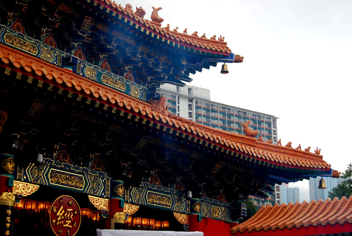 Tejados del Wong Tai Sin Temple de Hong Kong