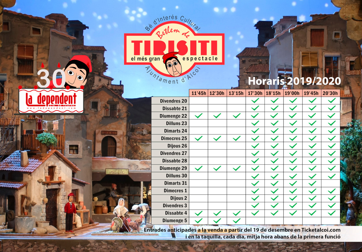 Horarios y entradas Tirisiti 2019-2020