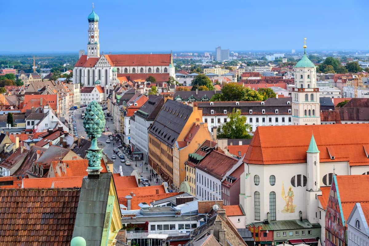 Vista panoramica de la ciudad alemana de Augsburgo
