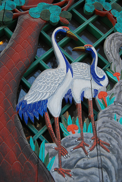 Aves decorativas en el templo Jogyesa de Seúl