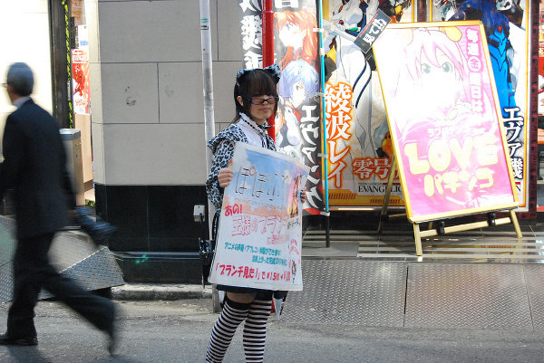 Chica cartel en Akihabara