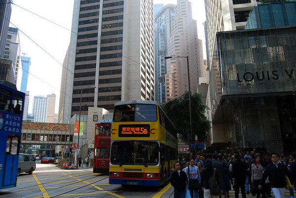 Cruce de Pedder St en la isla de Hong Kong