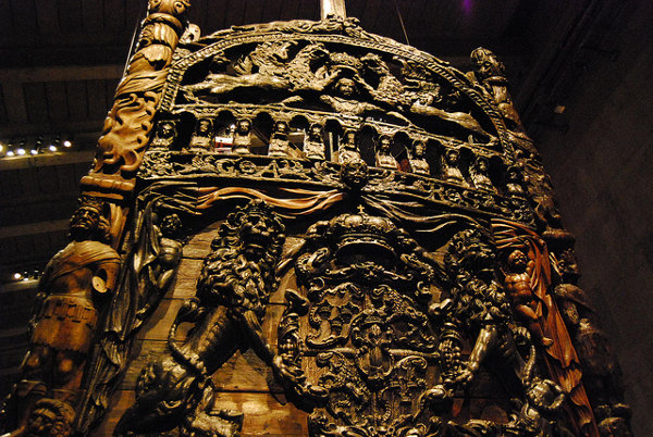 Detalle de la popa del buque Vasa