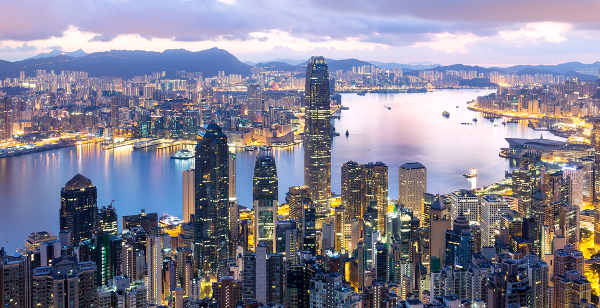 Fotos de Hong Kong, skyline al atardecer