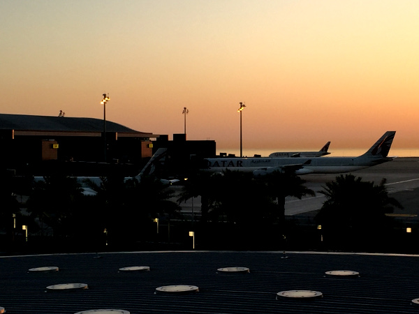 Fotos de Qatar Airways, amanecer en Doha