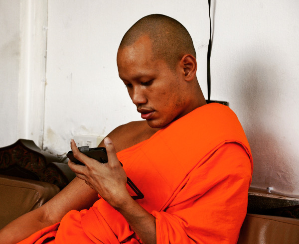 Fotos de gente de Bangkok, monje budista
