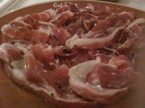 Jamón para el pa amb tomaquet de Cal Xim Barcelona
