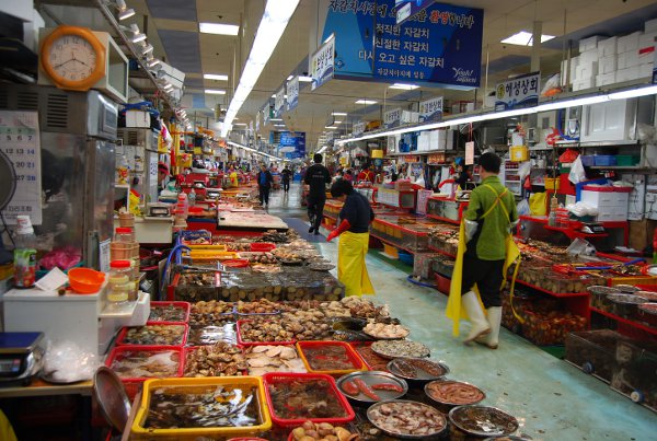 Mercado de pescado Jagalchi de Busan