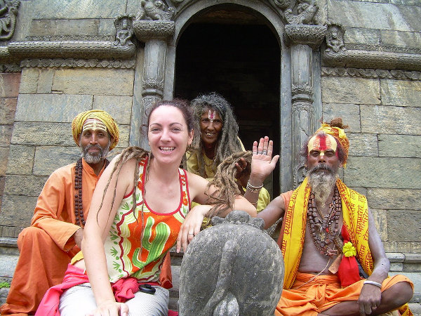 Vero con falsos sadhus en Kathmandu