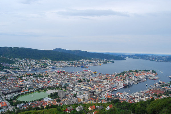 Vistas de Bergen desde el monte Fløyen